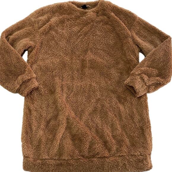 SHEIN Dresses & Skirts - Shein Dress Womens XX Small Petite Tan Brown Fuzzy Knit Long Sleeve Mini Sweater
